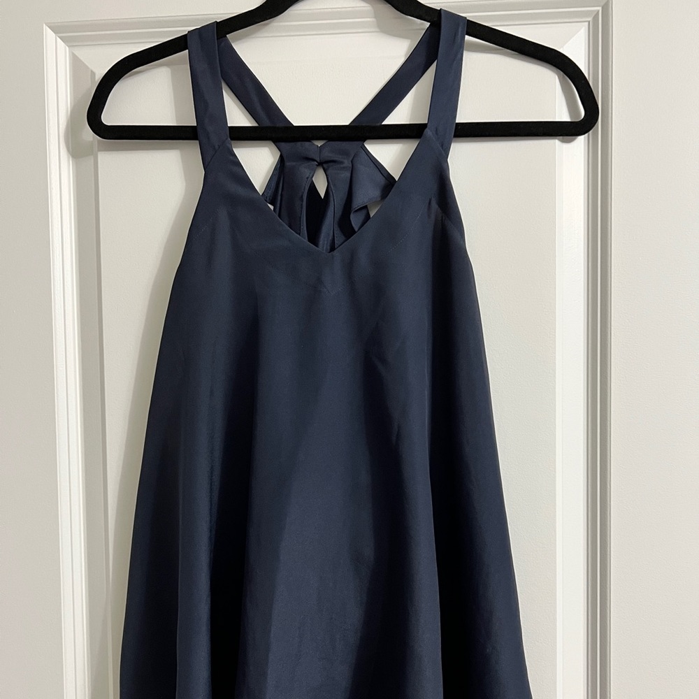 BCBG Generation Navy Blue Ruffle Blouse